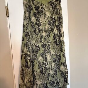 Style & Co Olive Green Floral Midi Skirt – Size 12
